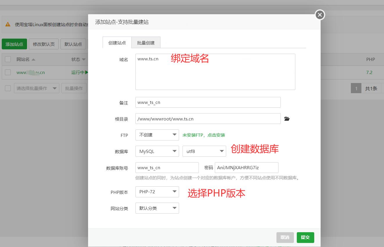 宝塔面板添加网站配置